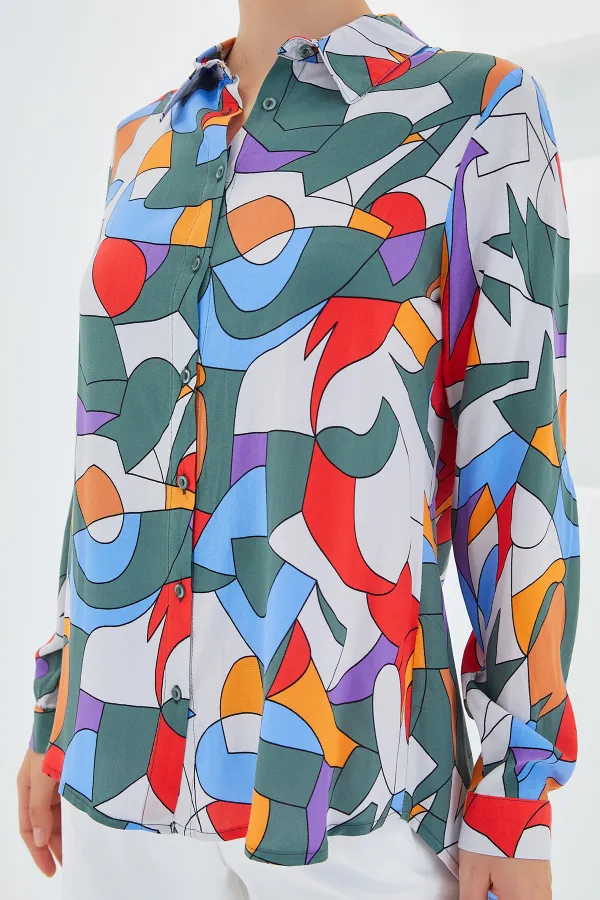 Chemise à motifs graphiques 3721 - Kaki clair