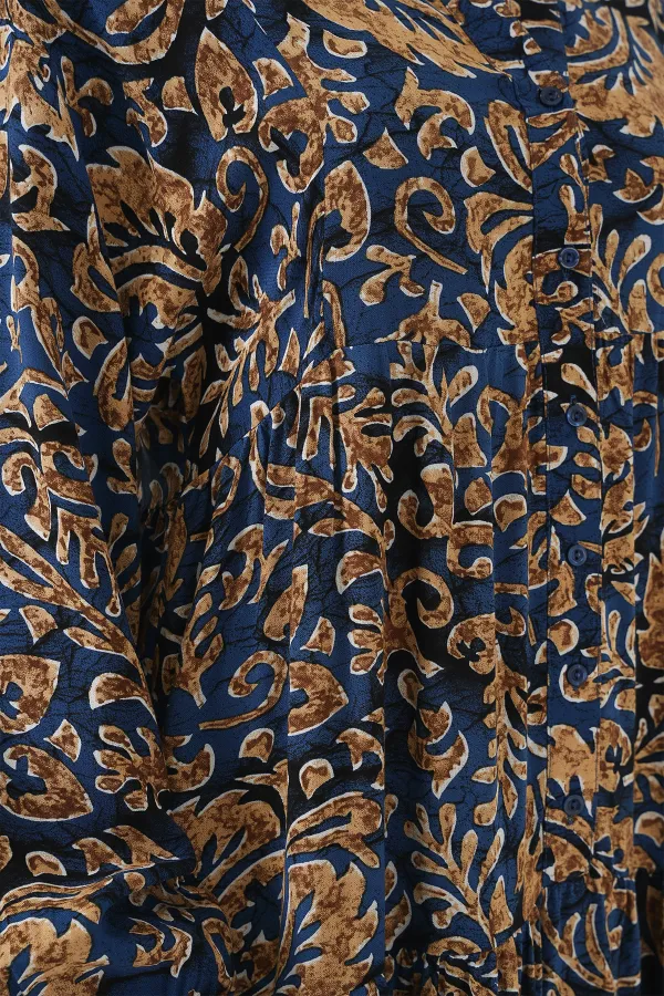 Robe hijab à motifs authentiques 2423 - Bleu marine 11