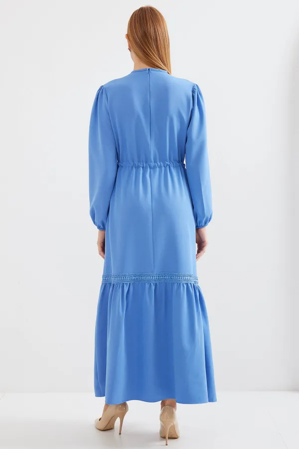 2483 Uzun Boydan Elbise - Mavi
