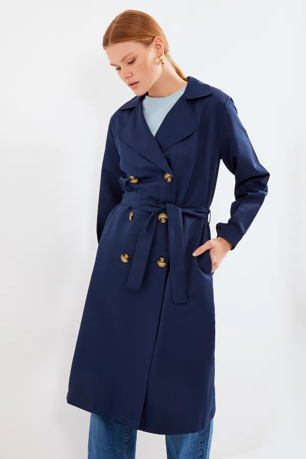 Trench-coat croisé 5853 - Bleu marine