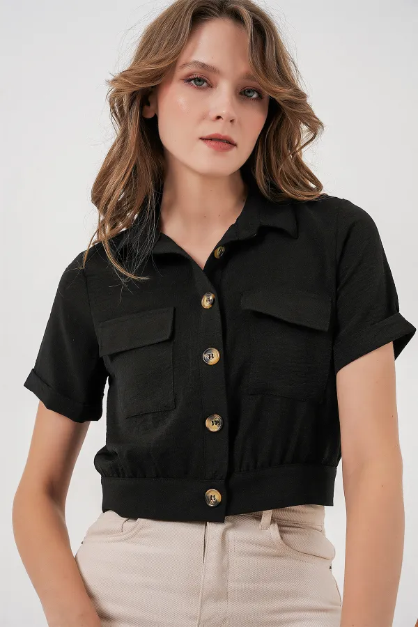 0663 Crop Ceket - Siyah