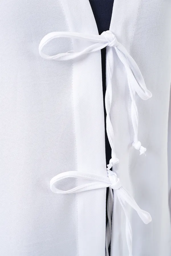 Keten Tesettür Kimono 5968 - Beyaz