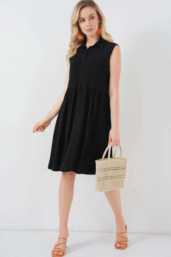 Women's Zero Sleeve Midi Dress 2563 - Black