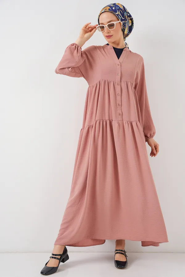 2527 Women's Long Hijab Dress - Salmon