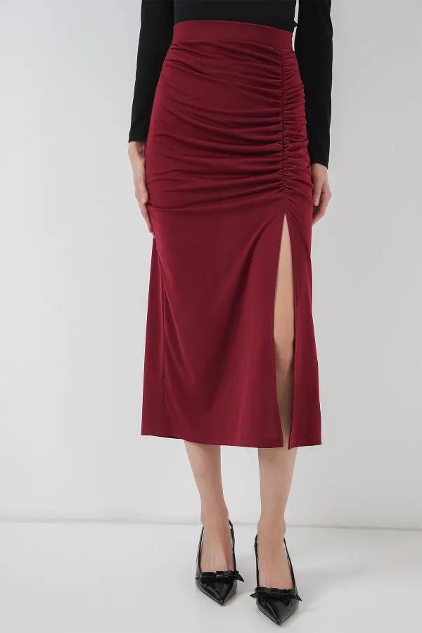 Jupe fendue Sandy 8033 - Rouge bordeaux