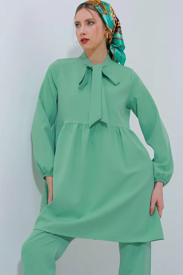 Ensemble pantalon et tunique en maille menthe pour femme 6654