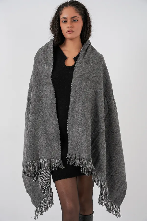 Écharpe-châle épaisse et douce pour femme 15951 - Anthracite