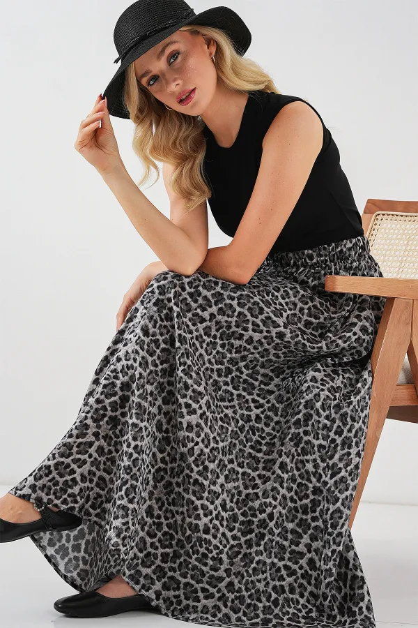 Kadın Uzun Ayrobin Etek 8050 - Antrasit