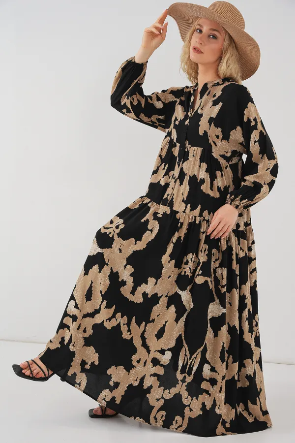 Robe hijab à motifs authentiques 2423 - Beige clair