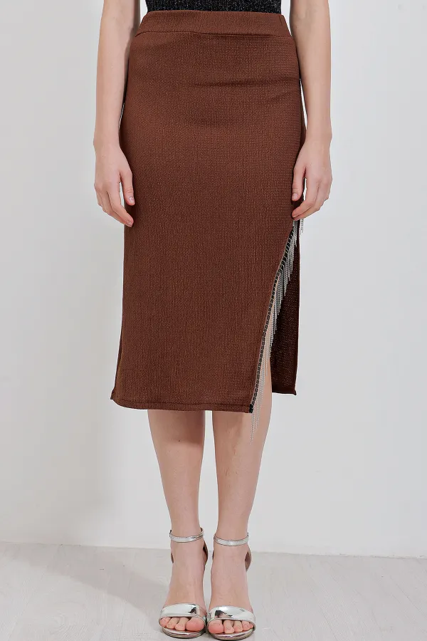 1890 Chain Detailed Skirt - Brown