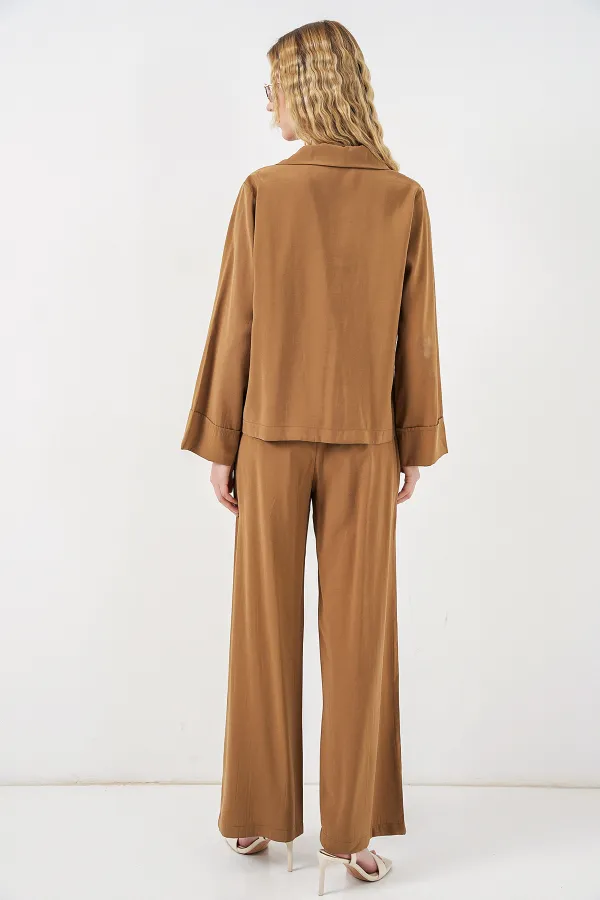 Women's Jacket and Trousers Two-Piece Set 30065 - Tan