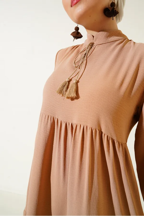 1627 Lace-Up Hijab Dress - Dizon