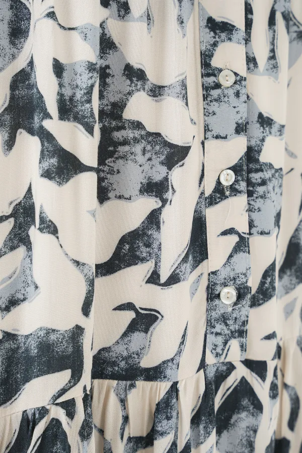 2423 Authentic Patterned Hijab Dress - V. Anthracite