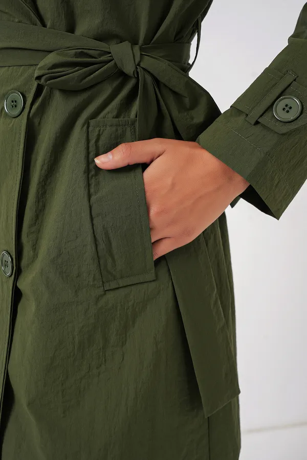 5938 Double-breasted Trench Coat - Khaki 5938 Double-breasted Trench Coat - Khaki