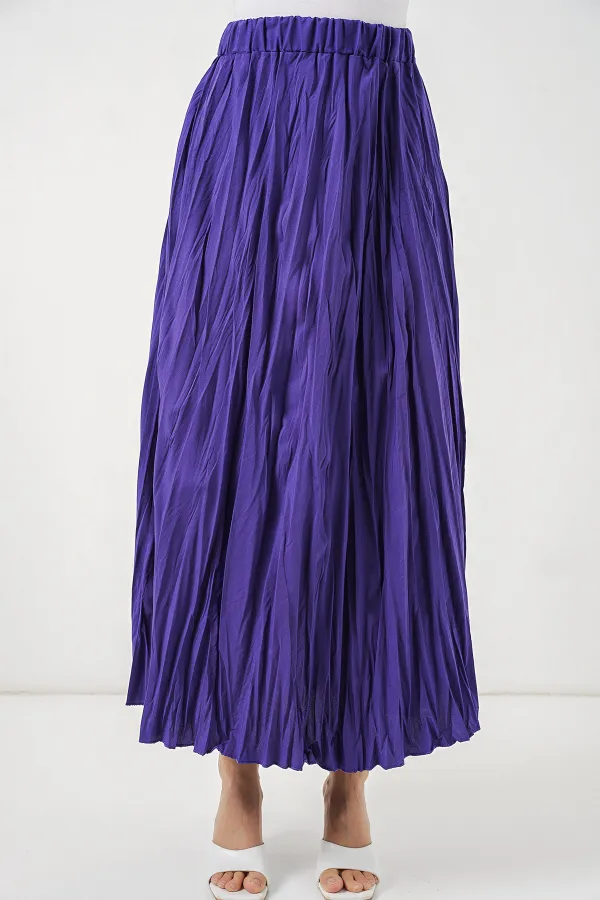 Jupe longue froissée pour femme 8042 - Violet