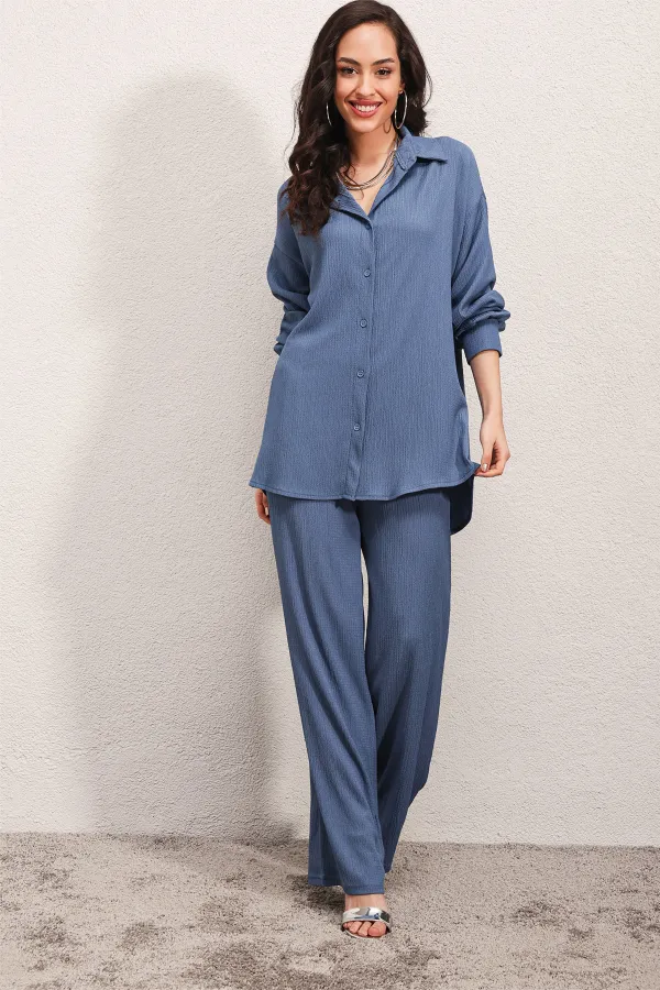 5858 Costume deux pièces en tricot - Indigo