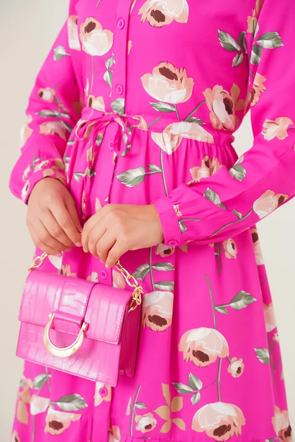 Robe hijab à col juge 2144 - A.Fuchsia