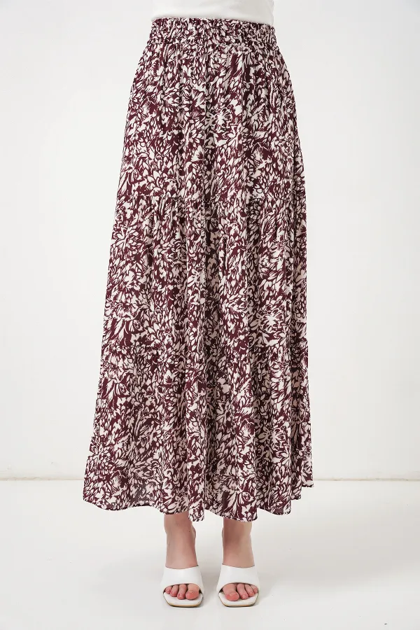 1898 Desenli Uzun Etek - A.Bordo