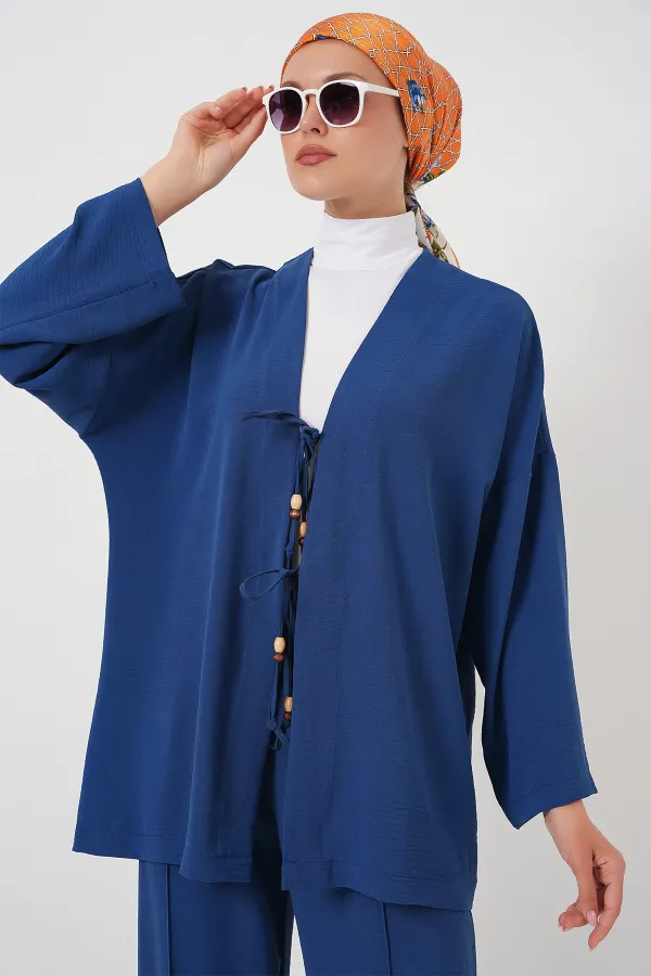 Ensemble deux pièces pantalon et kimono Ayrobin pour femme 6739 - Indigo