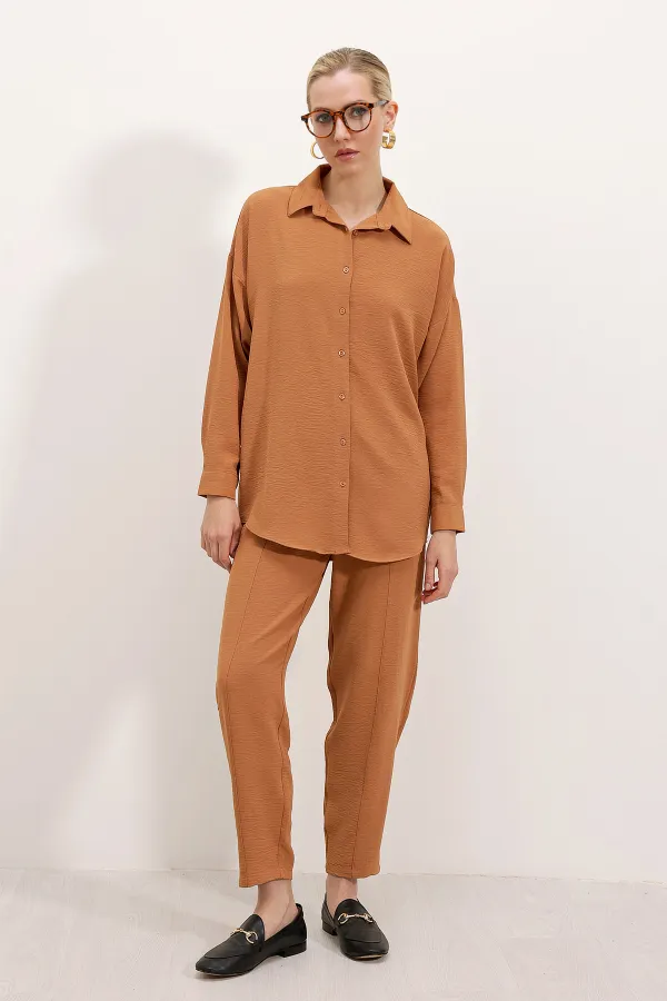 6593 Oversize Two Piece Suit - Tan