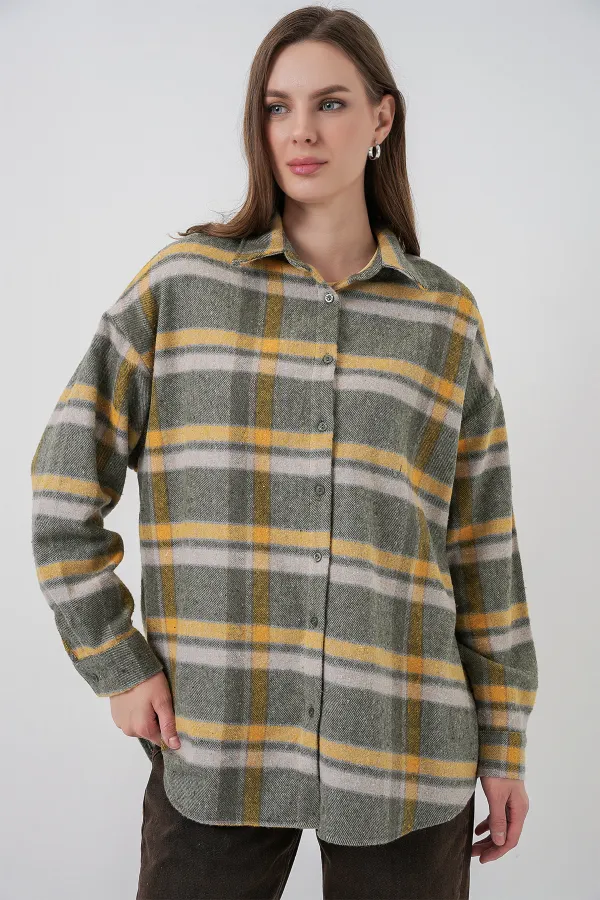 Chemise bûcheron oversize à carreaux pour femme 3854 E.Green