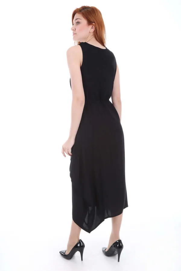 1512 Embroidered Front Dress - Black