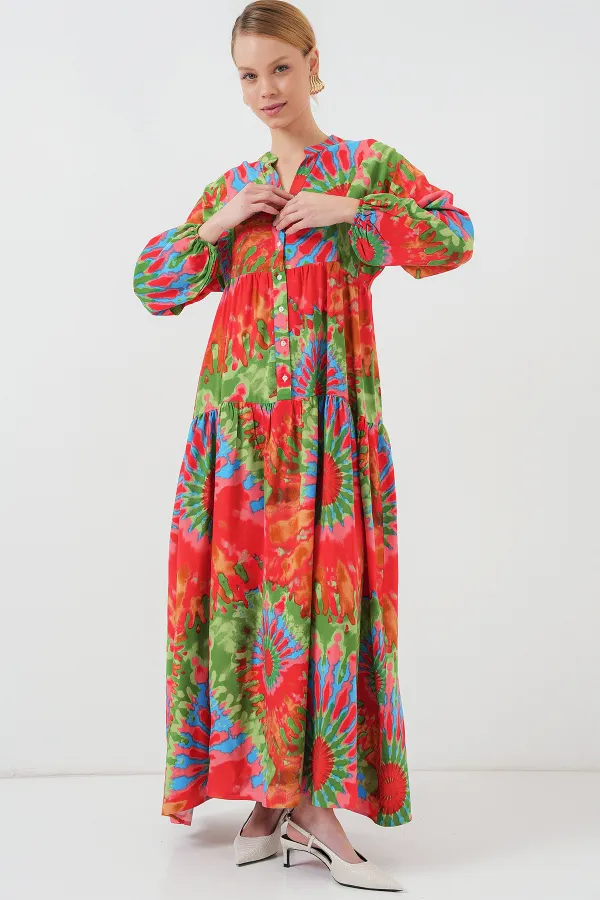 Robe hijab à motifs authentiques 2423 - L. Rouge