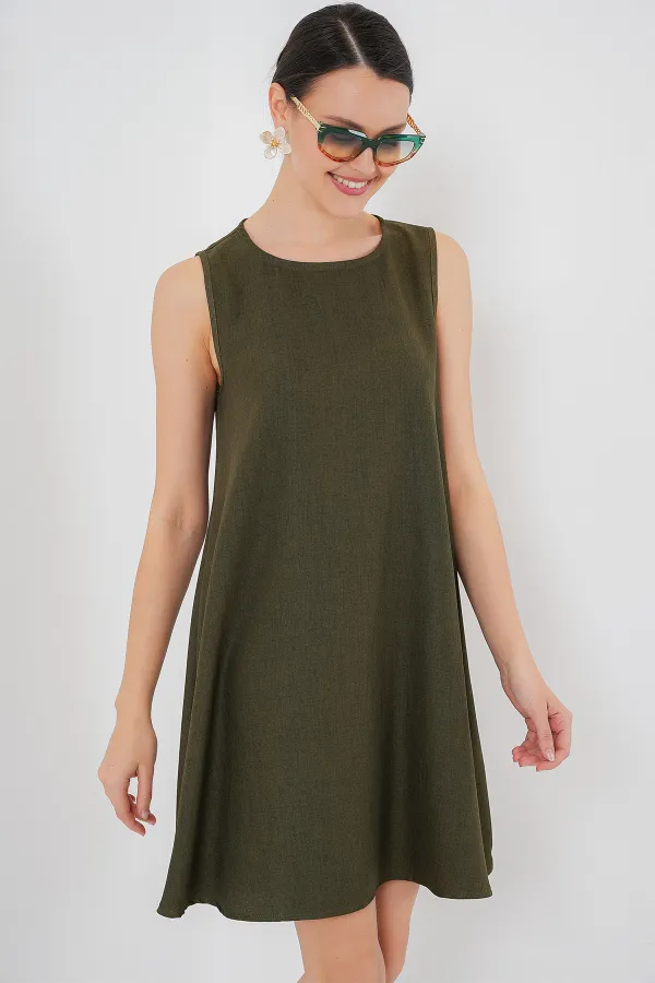 2444 Mini-robe en lin - Kaki