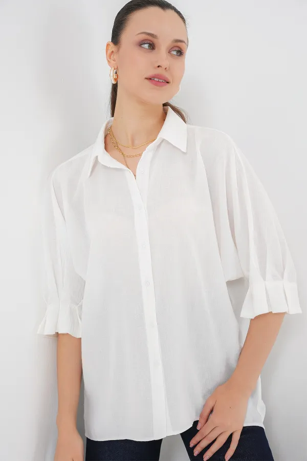 Chemise Ayrobin pour femme avec détail cravate 20290 - Blanche