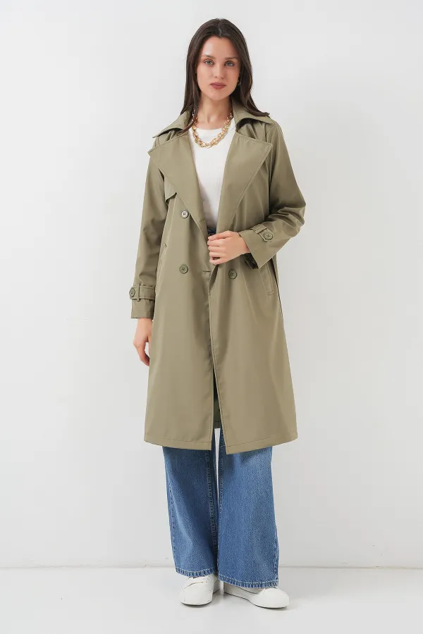 5918 Double-Breasted Trench Coat - Light Green