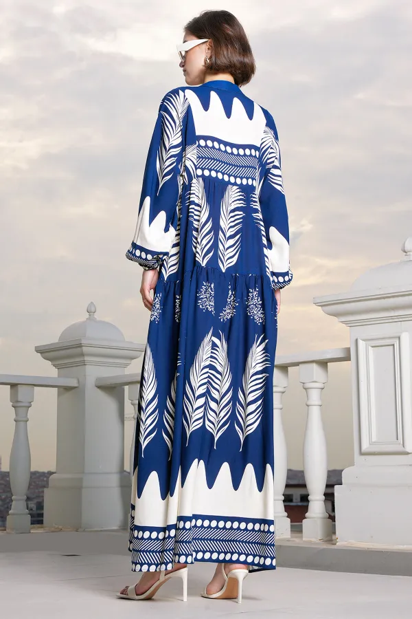 Robe hijab à motifs authentiques 2423 - Taille M, bleu marine
