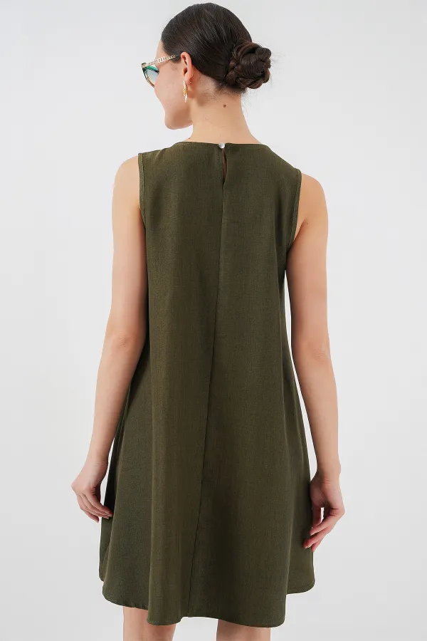 2444 Mini-robe en lin - Kaki