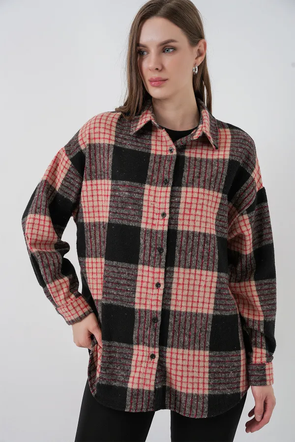Chemise de bûcheron oversize à carreaux pour femme 3854 A.Pudra