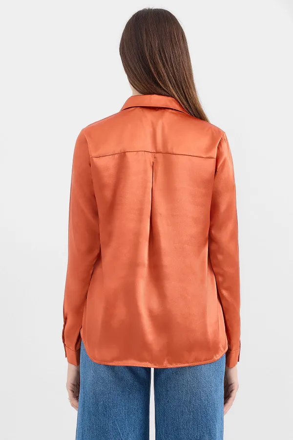 Chemise fluide en satin orange (réf. 3964)