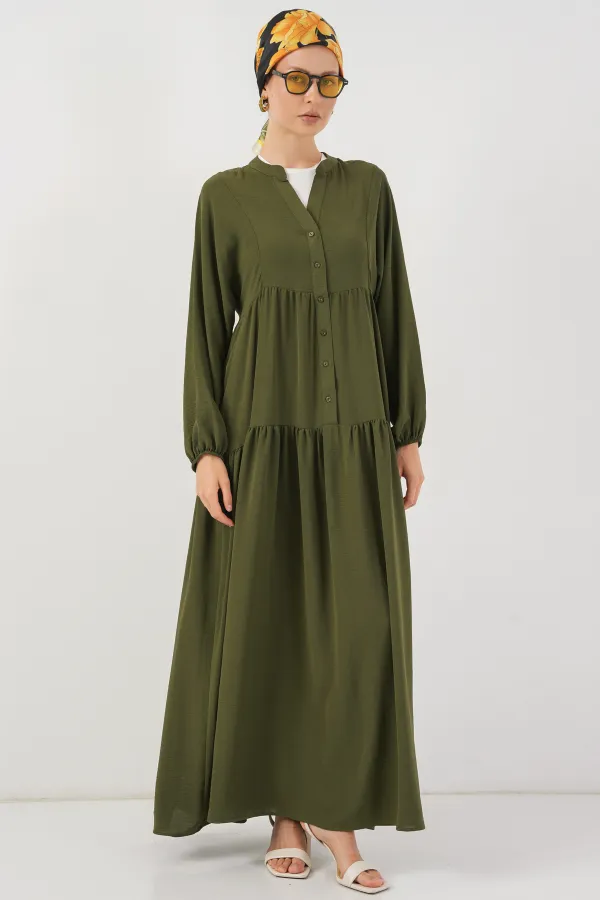 2527 Women's Long Hijab Dress - Khaki 2527 Women's Long Hijab Dress - Khaki