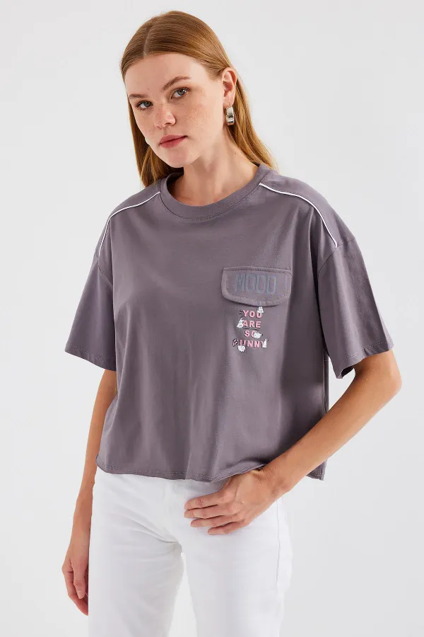 T-shirt oversize 4321 avec poche - Gris
