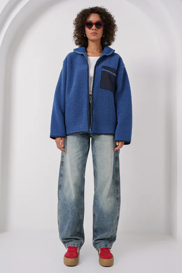 55446 Veste oversize zippée en peluche - Saks