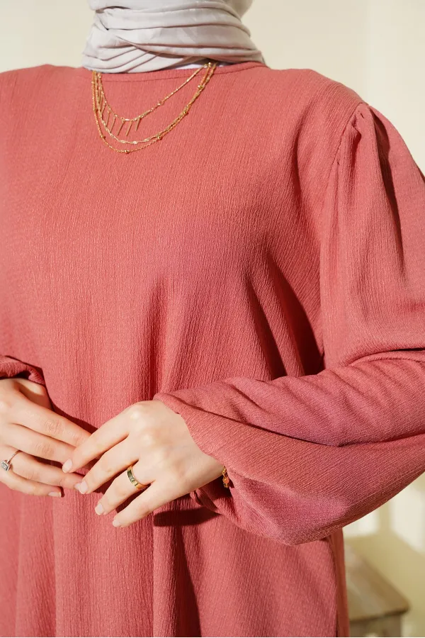 Ensemble tunique et pantalon rose poudré pour femme 6663