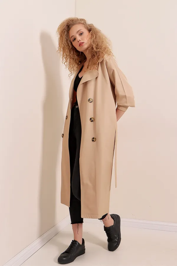 5853 Double-breasted Trench Coat - Mink