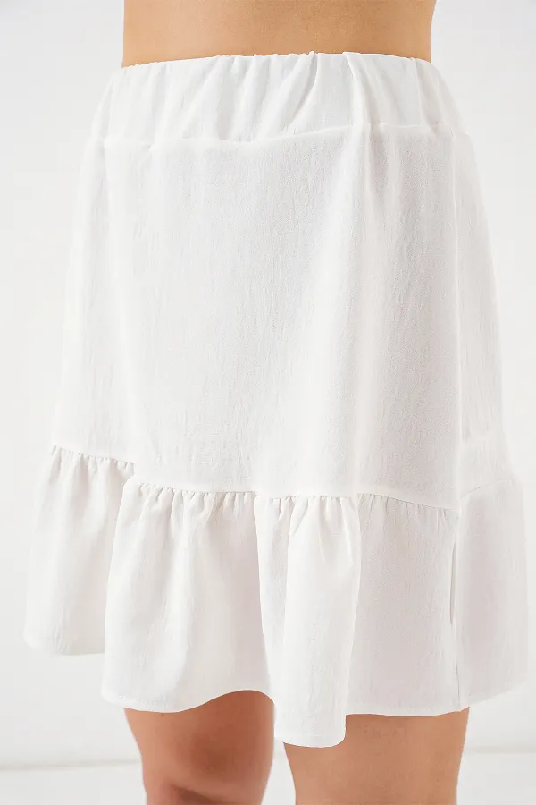 Kadın Ayrobin Mini Etek 8054 - Beyaz