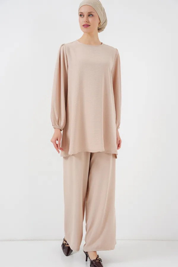 Ayrobin Tunik Pantolon Alt Üst Takım 6712 - Krem