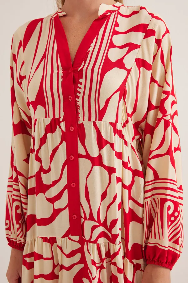 Robe hijab en viscose rouge beige pour femme 2423