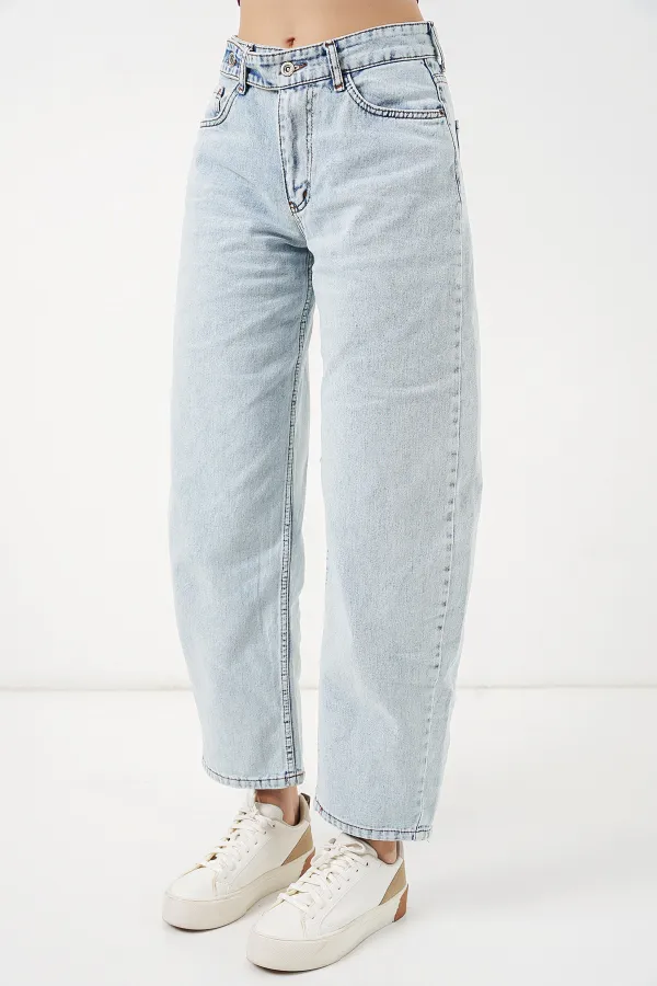 Kadın Yüksek Bel Kot Pantolon 30081 - Buz Mavi