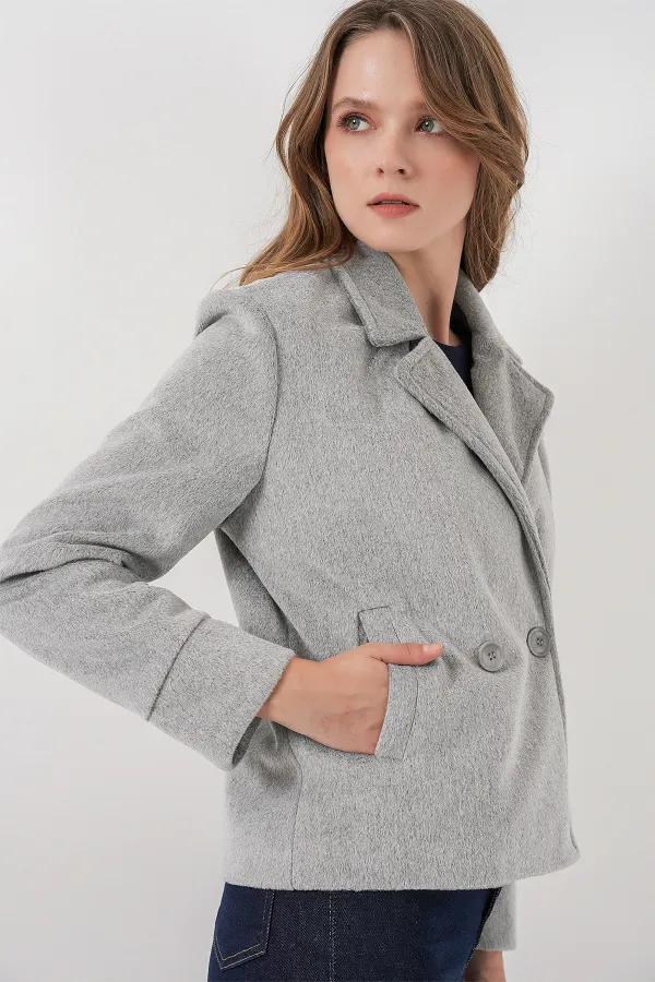 Veste en cachemire pour femme 0725 - Gris clair