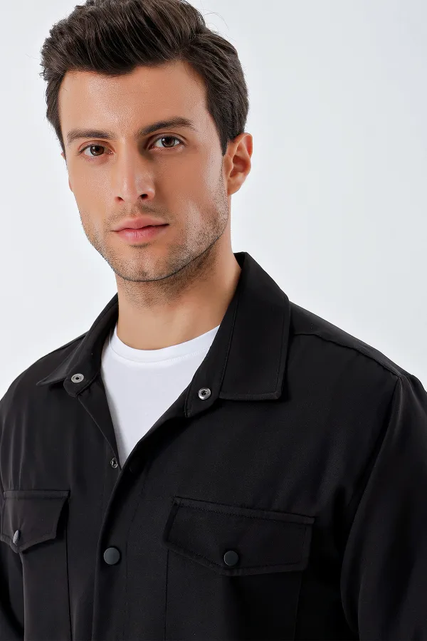 20193 Oversize Erkek Gömlek - Siyah