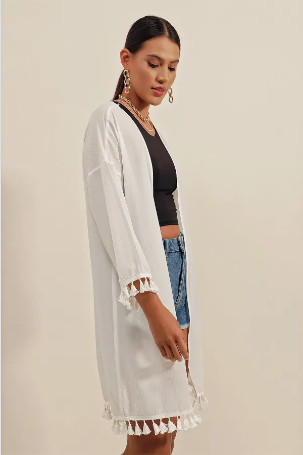 Kimono à volants 5833 - Blanc