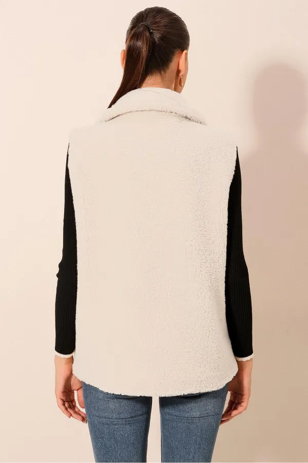 Gilet en peluche 6793 - Blanc