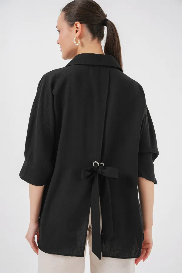 Chemise Ayrobin pour femme avec détail cravate 20290 - Noire