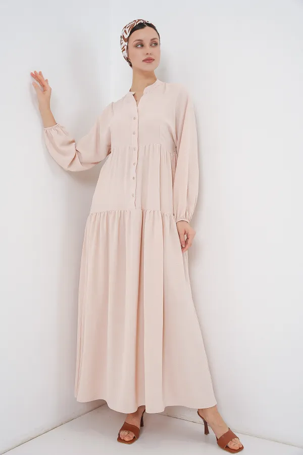 2527 Women's Long Hijab Dress - Beige 2527 Women's Long Hijab Dress - Beige