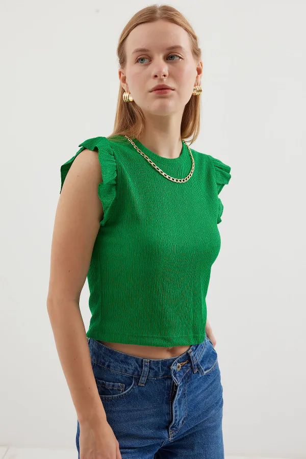 0430 Knitted Blouse - Green